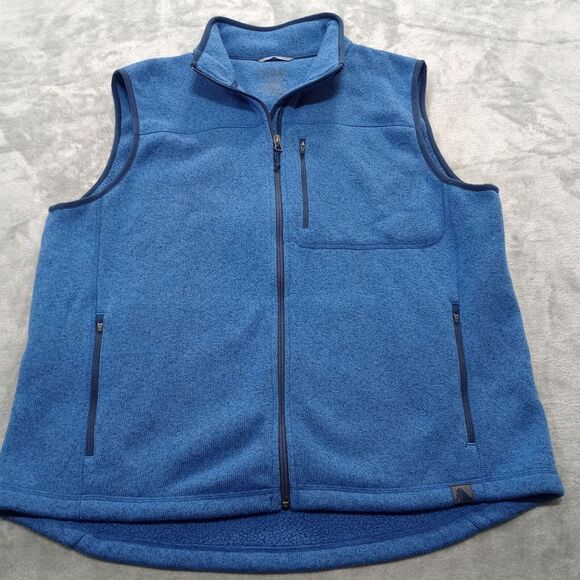 LL Bean Fleece Sweater Vest Mens Sz XL Blue Slightly Fitted Winter Fleece Jacket - Picture 1 of 10